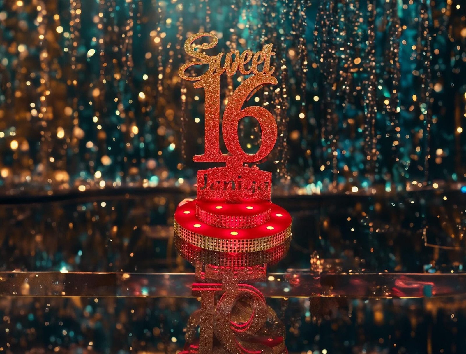 LED Centerpiece Cake Topper for Sweet 16