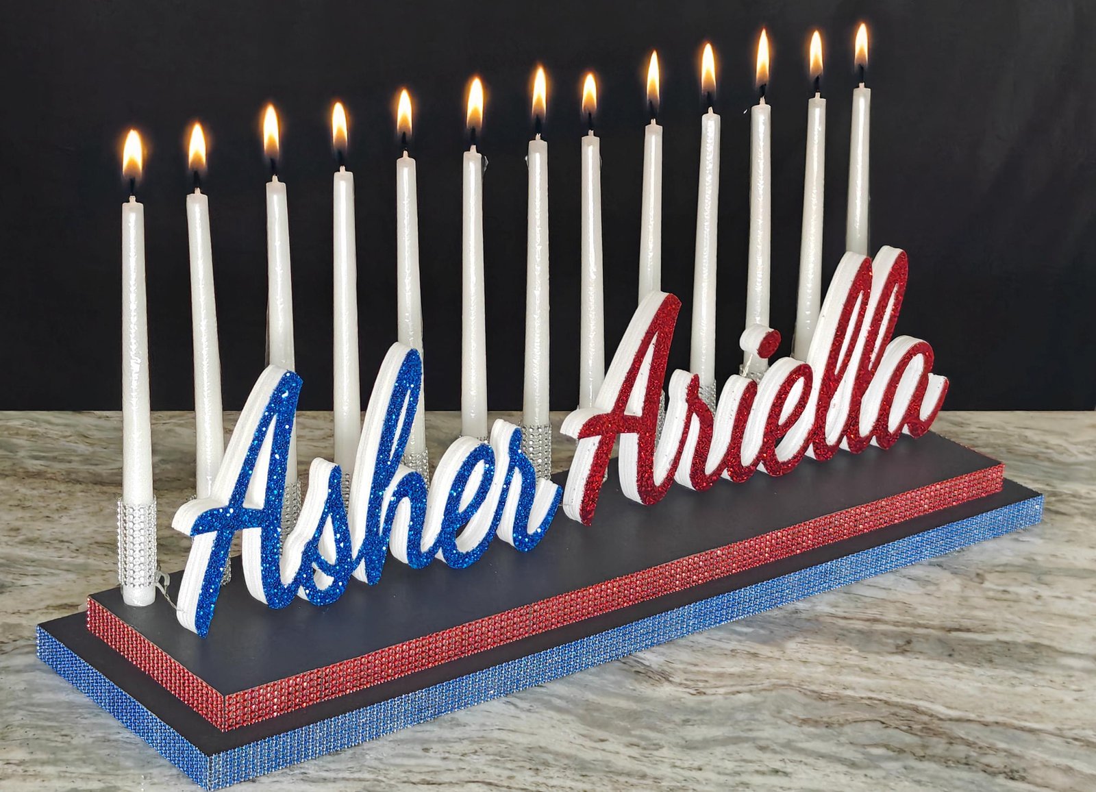 Double Name Candle Lighting Candelabra - Non LED version - Image 3