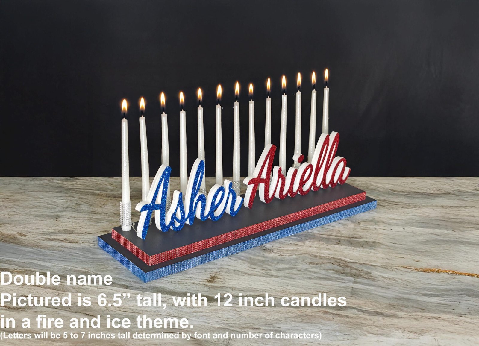 Double Name Candle Lighting Candelabra - Non LED version