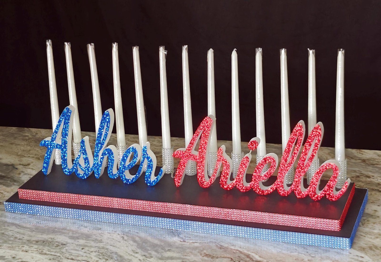 Double Name Candle Lighting Candelabra - Non LED version - Image 2